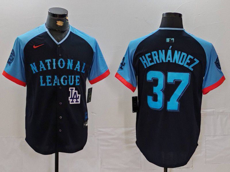 Men Los Angeles Dodgers #37 Hernandez Blue All star 2024 Nike MLB Jersey style 7263